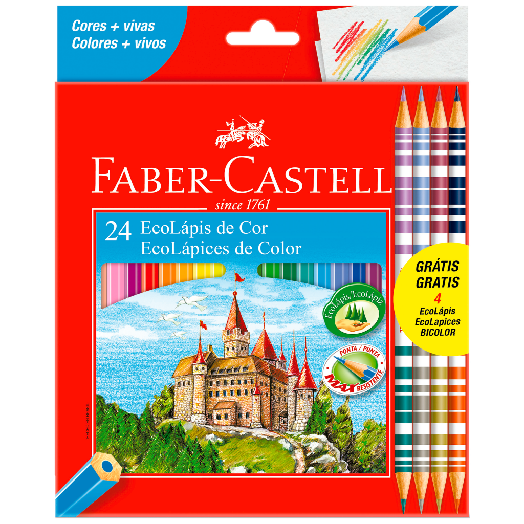 Ecolpis de Cor Faber-Castell 20 Cores + 4 Bicolor (6 Es/cada) - 120124/4B