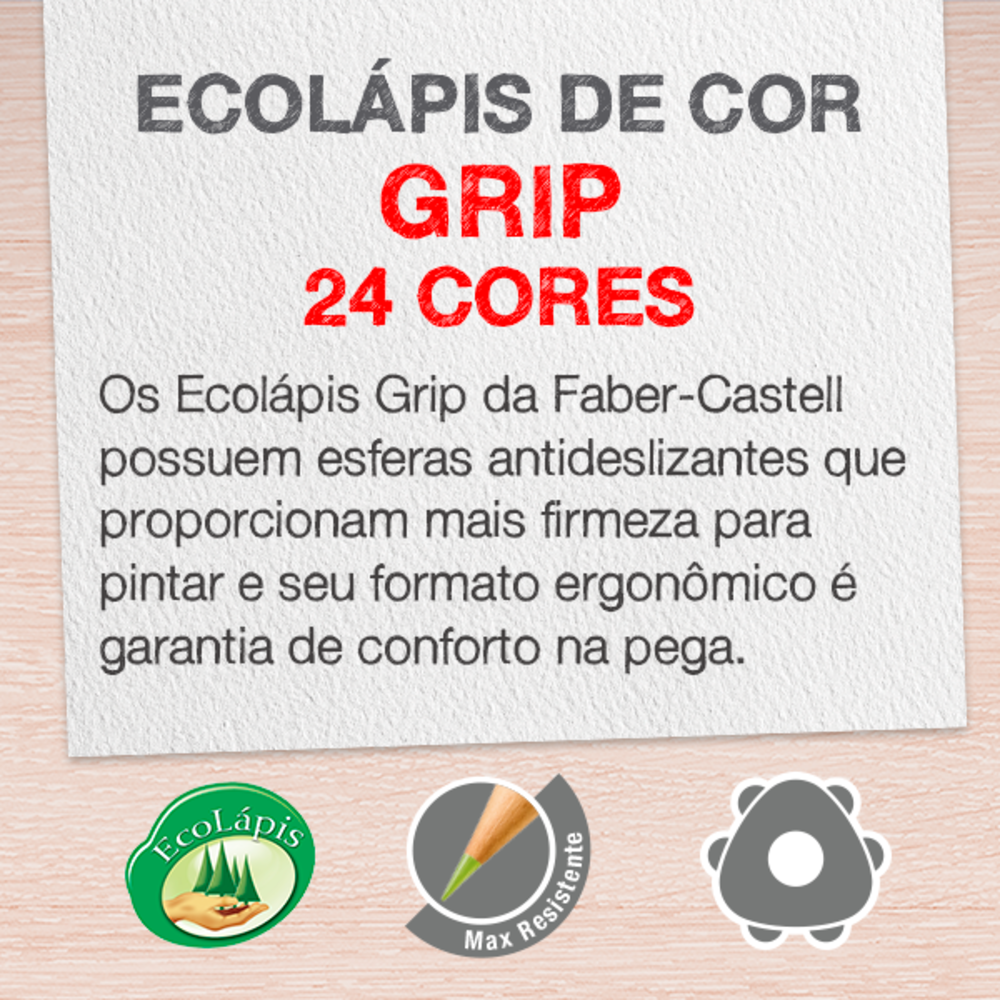 Ecolpis de Cor Faber-Castell Grip 24 Cores (6 Es/cada) - 121024LTN