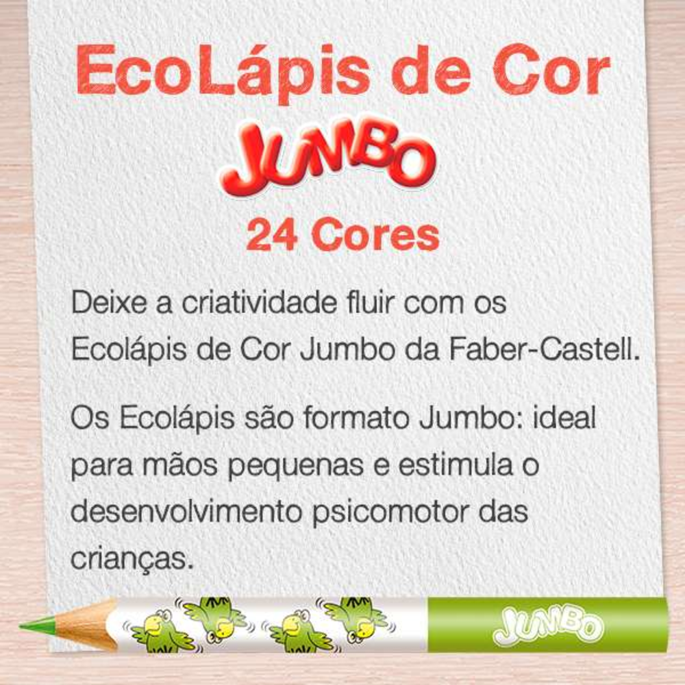Ecolpis de Cor Faber-Castell Jumbo 24 Cores + 1 Apontador com Depsito (6 Es/cada) - 12.3024AP