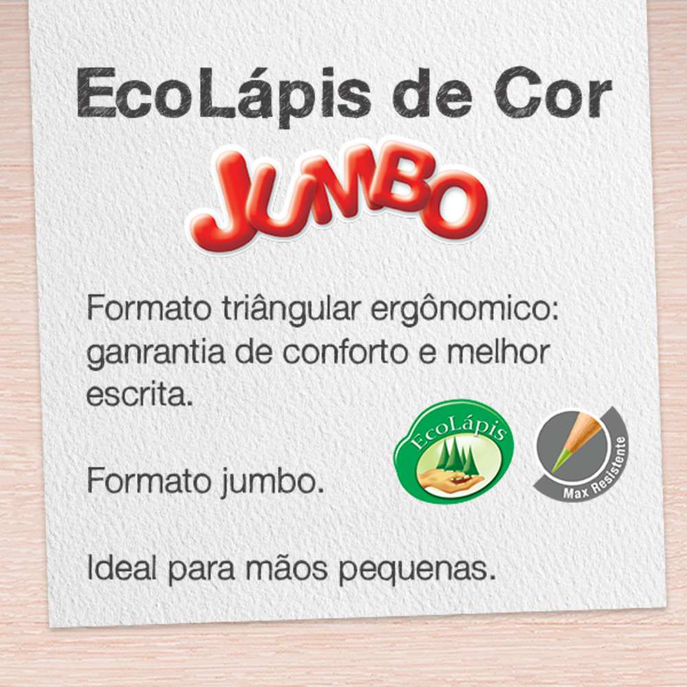 Ecolpis de Cor Faber-Castell Jumbo Longo 12 Cores + 2 Ecolpis Grafite (6 Es/cada) - 125012+2