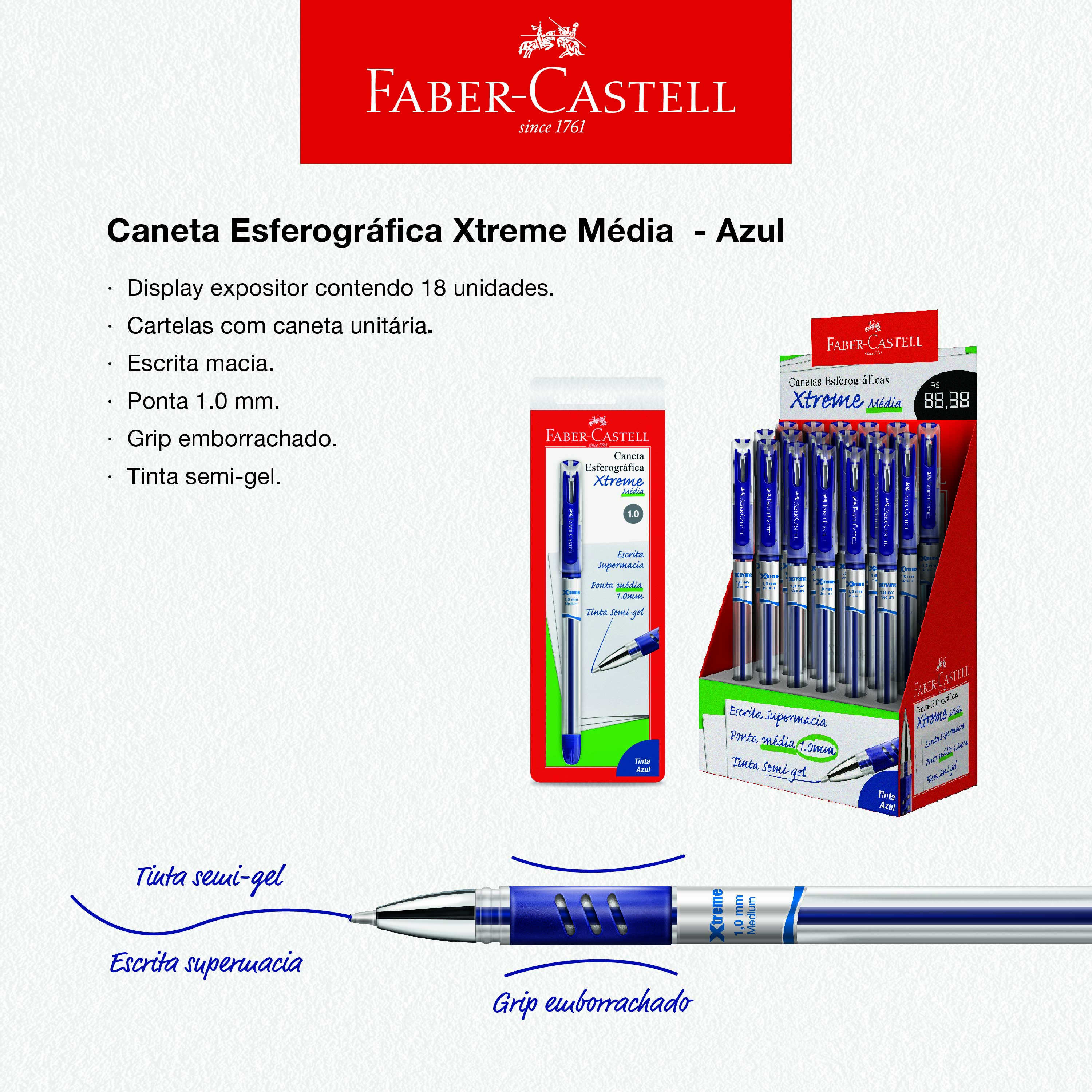 Caneta Esferogrfica Xtreme 1.0 Azul (Display c/ 18 unids.) - XT10/AZ.N