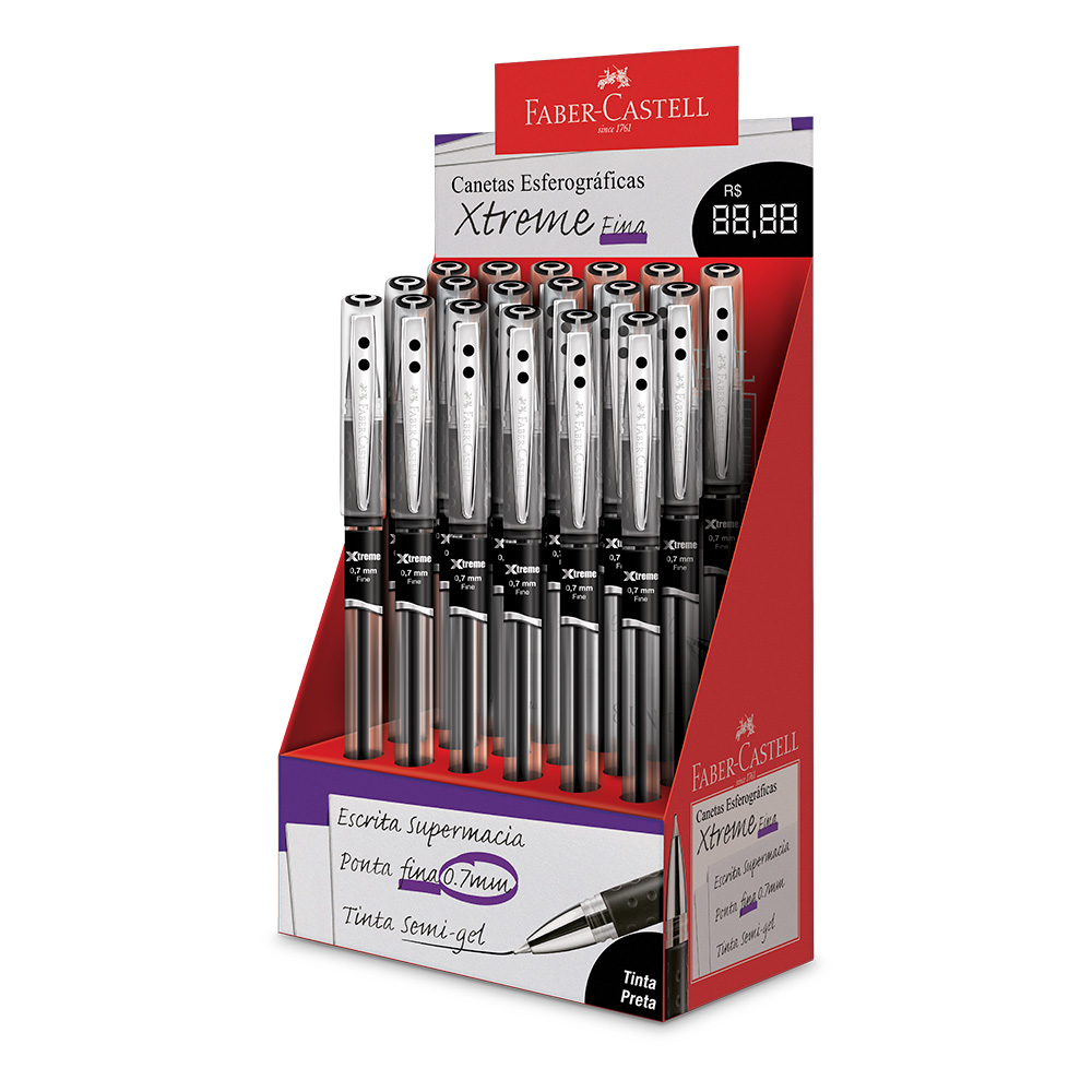 Caneta Esferogr�fica Xtreme 1.0 Preta (Display c/ 18 unids.) - XT10/PR.N