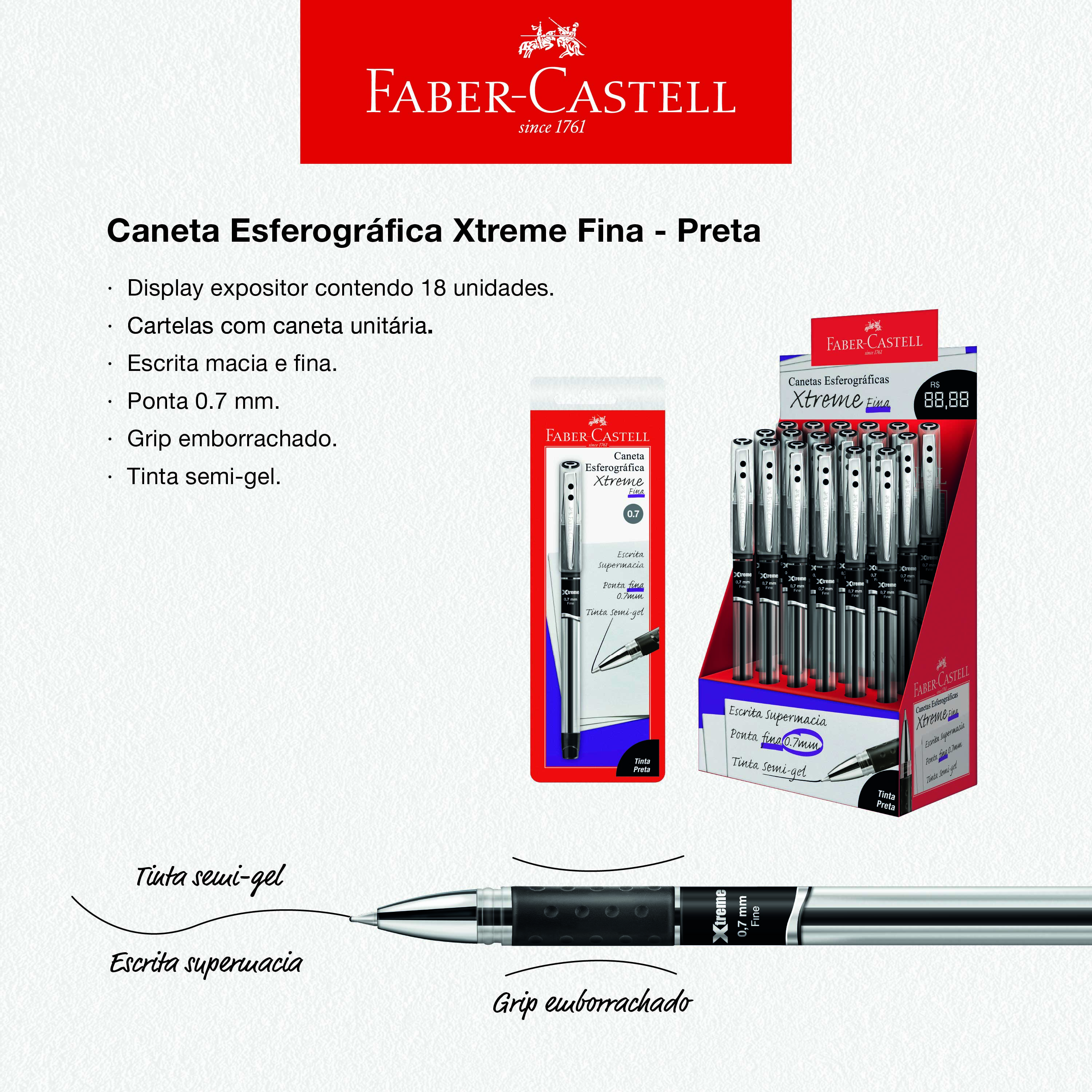 Caneta Esferogr�fica Xtreme 1.0 Preta (Display c/ 18 unids.) - XT10/PR.N