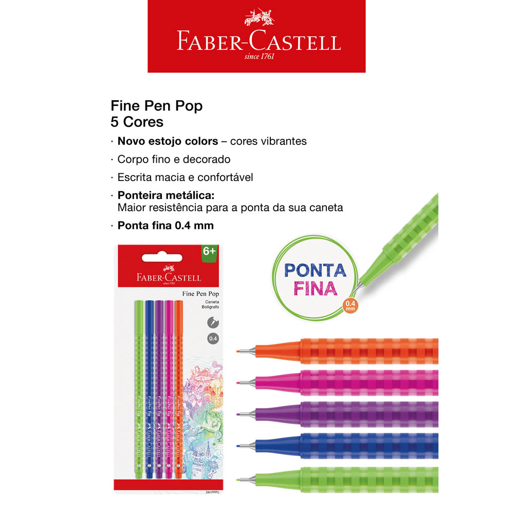 Caneta Ponta Porosa Fine Pen Pop 5 Cores (24 ctl) -  SM/FPP5