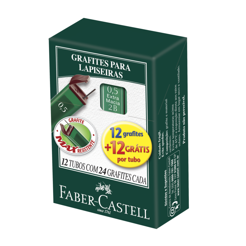 Grafite Tcnico Faber-Castell Polymer 0.5mm 2B (12 Unid/cada) - TMG052B