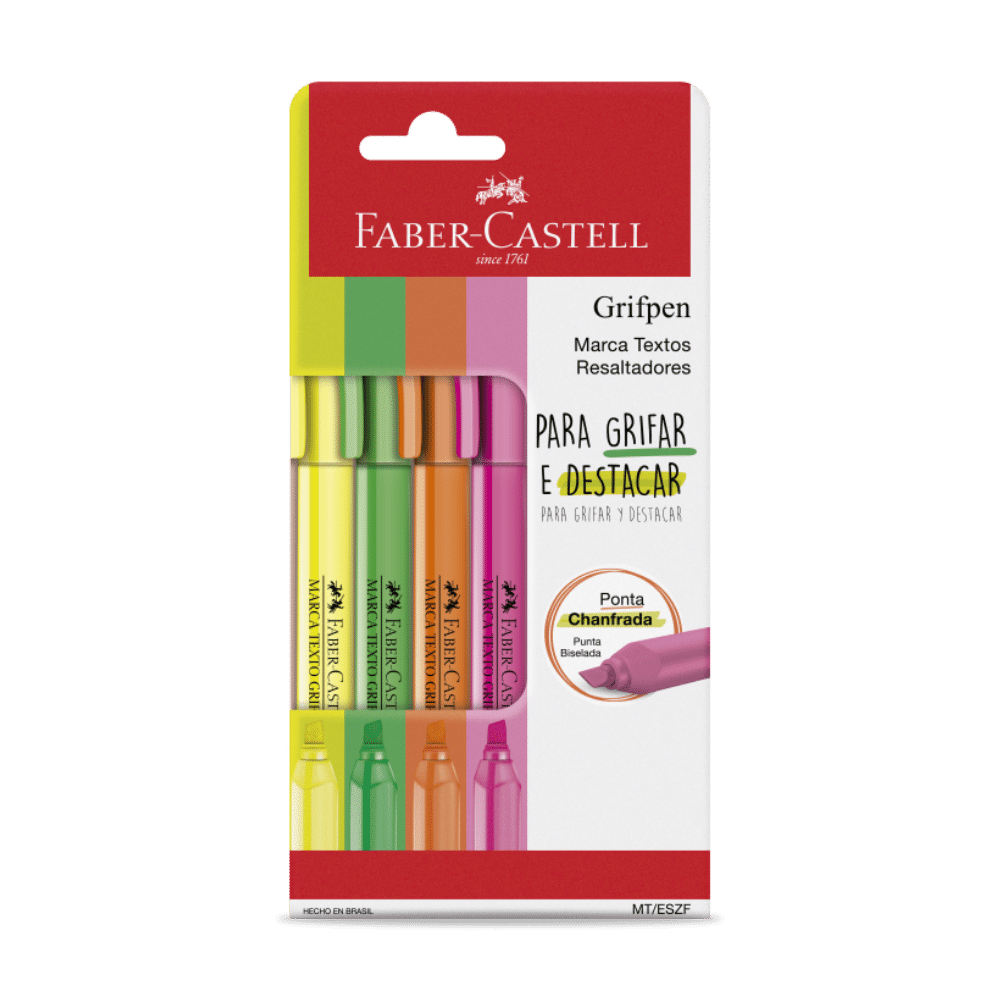 Marca Texto Faber-Castell Grifpen Mix Ctl c/ 4 Unid (12 Ctl/cada) - MT/ESZF