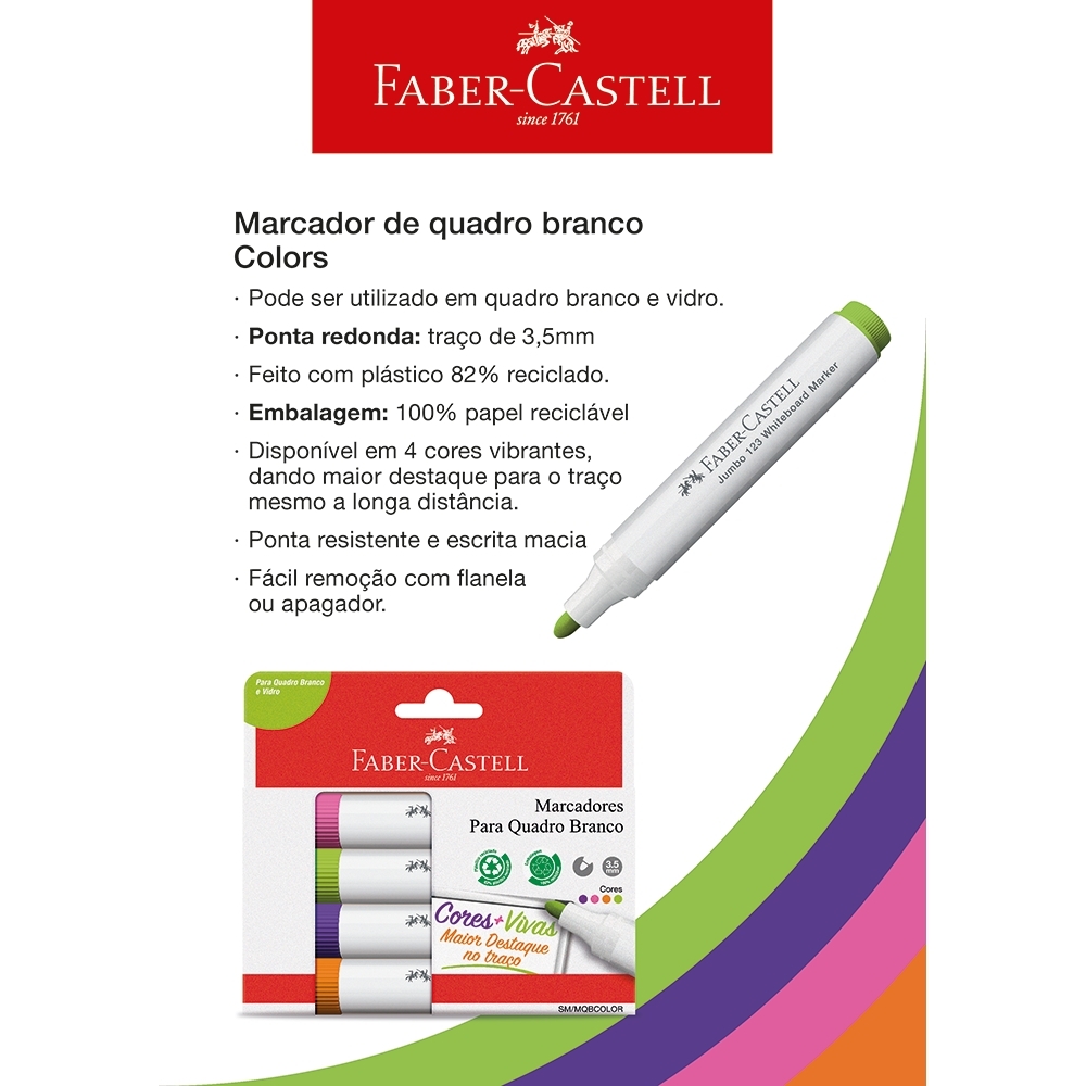 Marcador de Quadro Branco Colorido Faber-Castell (8 estojos c/ 4 unid. cada) - SM/MQBCOLOR