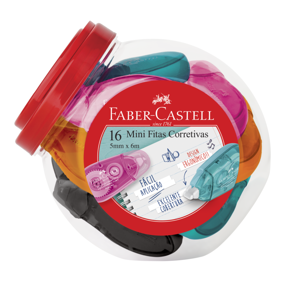 Mini Fita Corretiva Faber-Castell 5mm X 6M (16 Unid/cada) - OF/FC6M