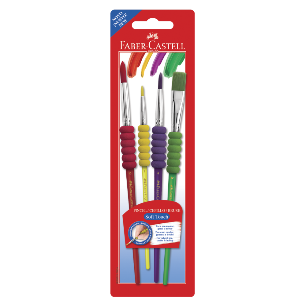 Pincel Faber-Castell Soft Touch Ctl c/ 4 Unid (10 Ctl/cada) - 181600