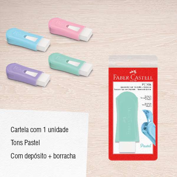 Apontador c/ Depsito + Borracha FC Mix Pastel Mix Ctl c/ 1 unidade (24 Ctl/caixa) - SM/124BORPASTELZF