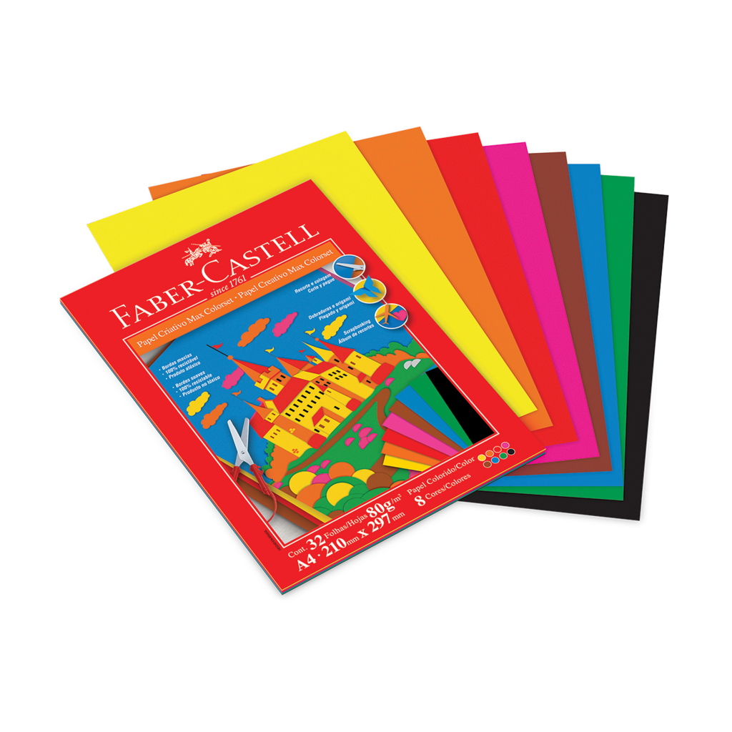 Bloco Criativo Faber-Castell Max Colorset 80gr 32 fls A4 (5 Unid/cada) - BLCCOL/A4