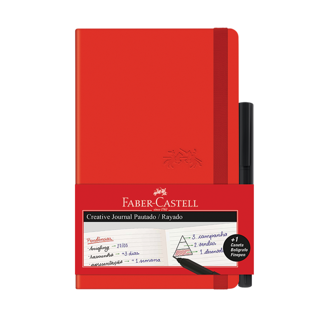 Caderneta Faber-Castell Creative Journal Pautado Vermelho 84 fls (3 Unid/cada) - CDNETA/VM