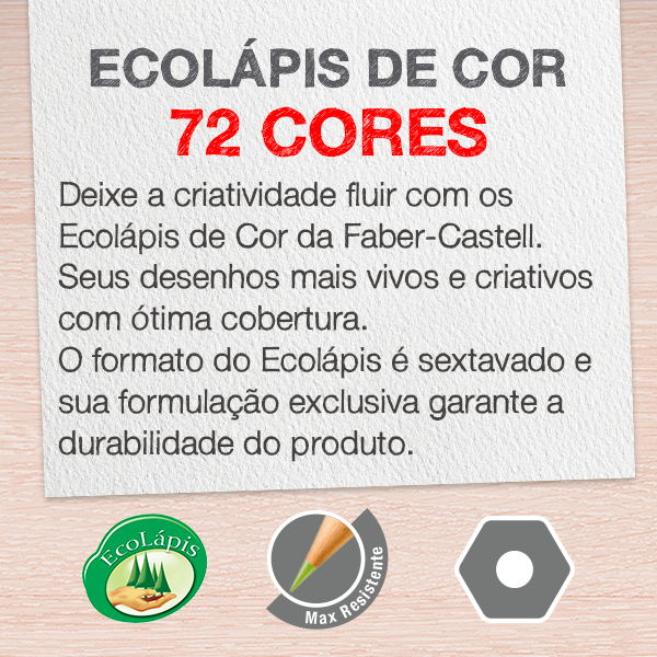 Ecolápis de Cor Faber-Castell 72 Cores (3 Es/cada) - 120172G