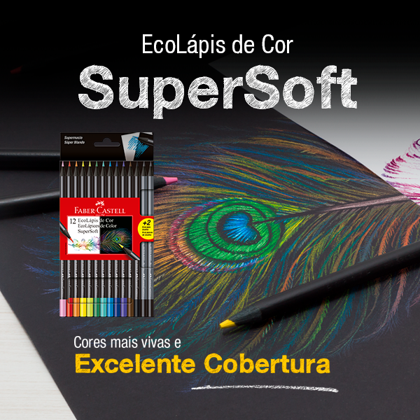 Ecolápis de Cor Faber-Castell Supersoft 12 Cores + 2 Ecolápis Grafite (12 Es/cada) - 120712SOFT+2