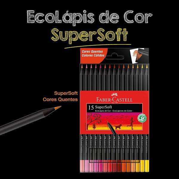 EcoLápis de Cor SuperSoft - 15 Cores Quentes (12 Estojos/cada) - 120715SOFTCQ