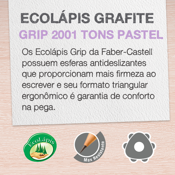 Ecolápis Faber-Castell Grip 2001 Tons Pastel (72 Unid/cada) - 2001BTP/72