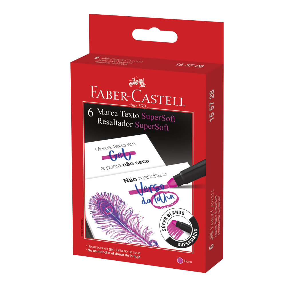 Marca Texto Faber-Castell SuperSoft Gel Rosa (6 Unid/cada) - 155728